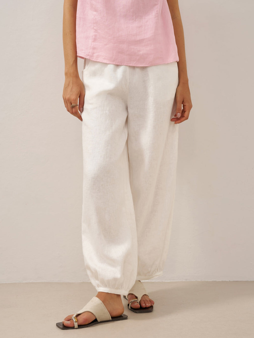 Bianca | Pantaloni in Lino con Vita Elastica