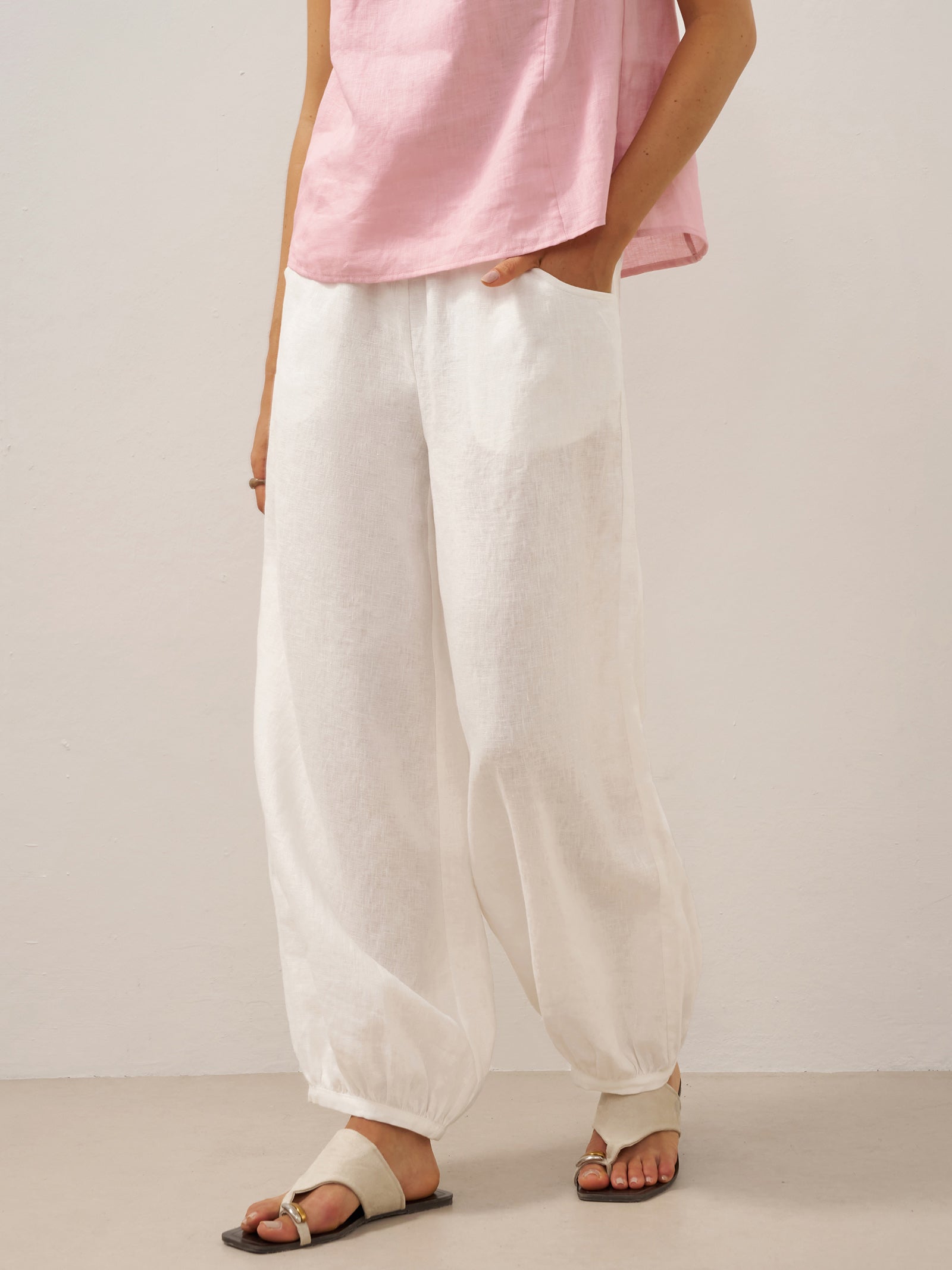 Giulia | Pantaloni in Lino con Vita Elastica Ampia