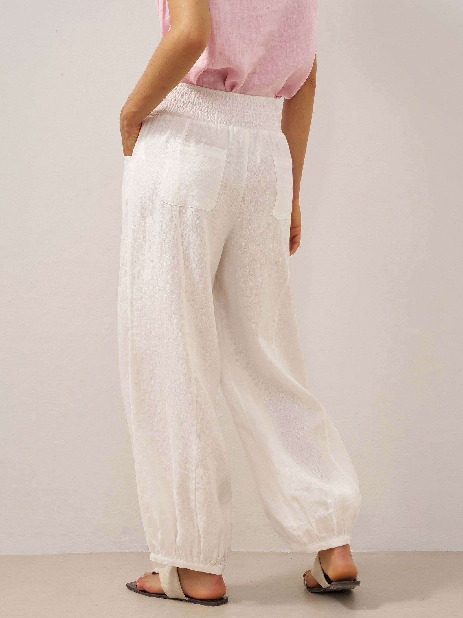 Giulia | Pantaloni in Lino con Vita Elastica Ampia
