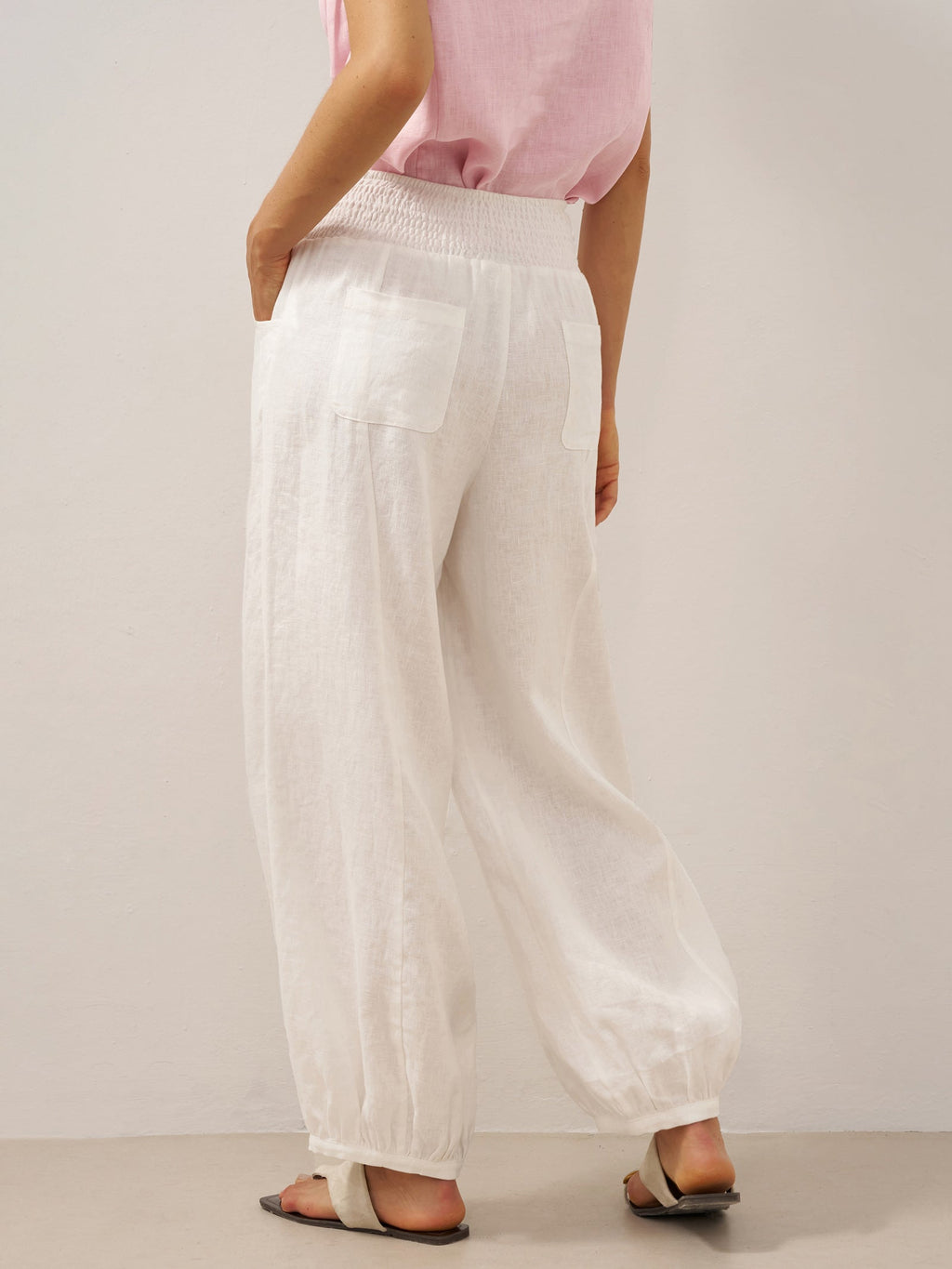 Bianca | Pantaloni in Lino con Vita Elastica