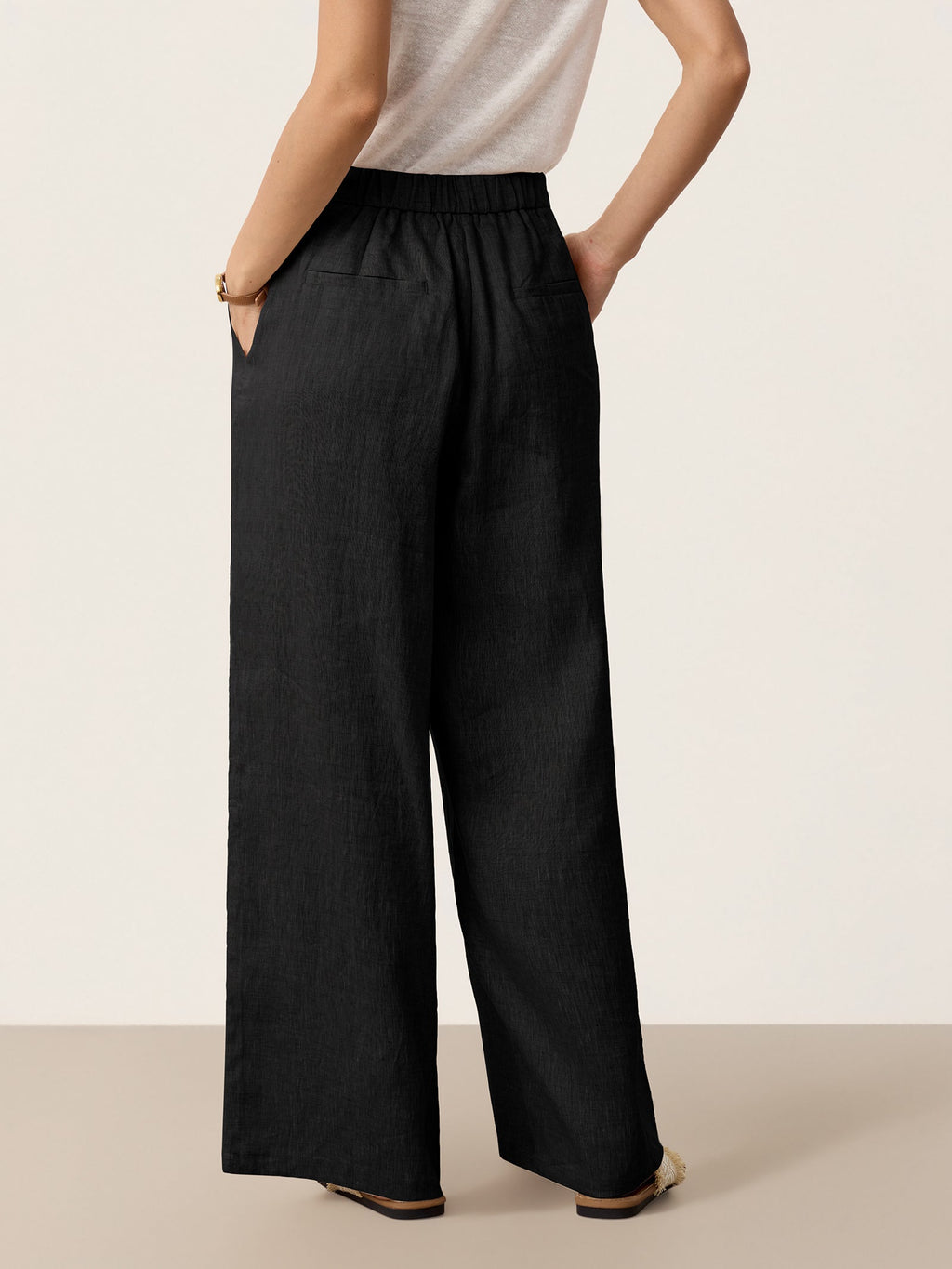 Francesca | Pantaloni in Lino con Bottoni e Spacchi Laterali