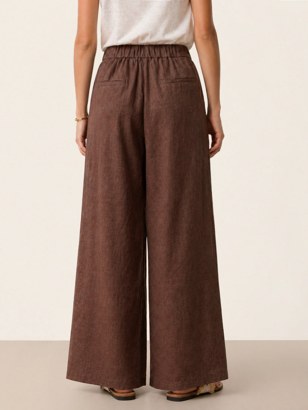 Francesca | Pantaloni in Lino con Bottoni e Spacchi Laterali