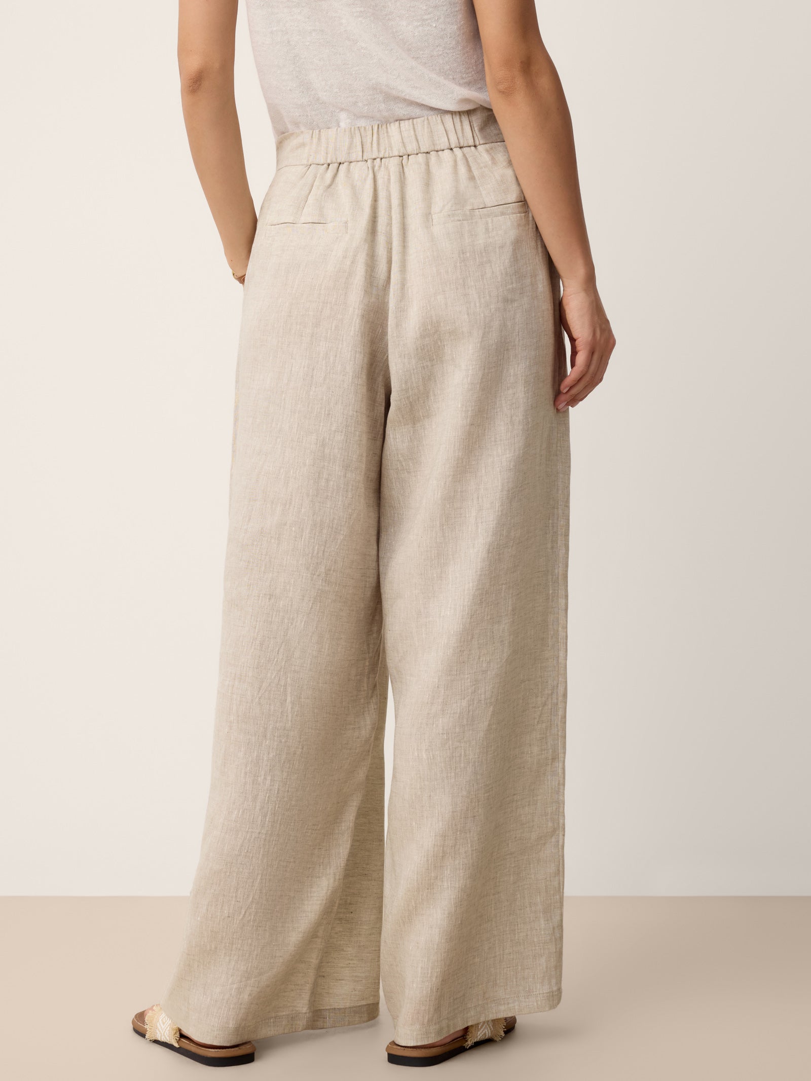 Francesca | Pantaloni in Lino con Bottoni e Spacchi Laterali