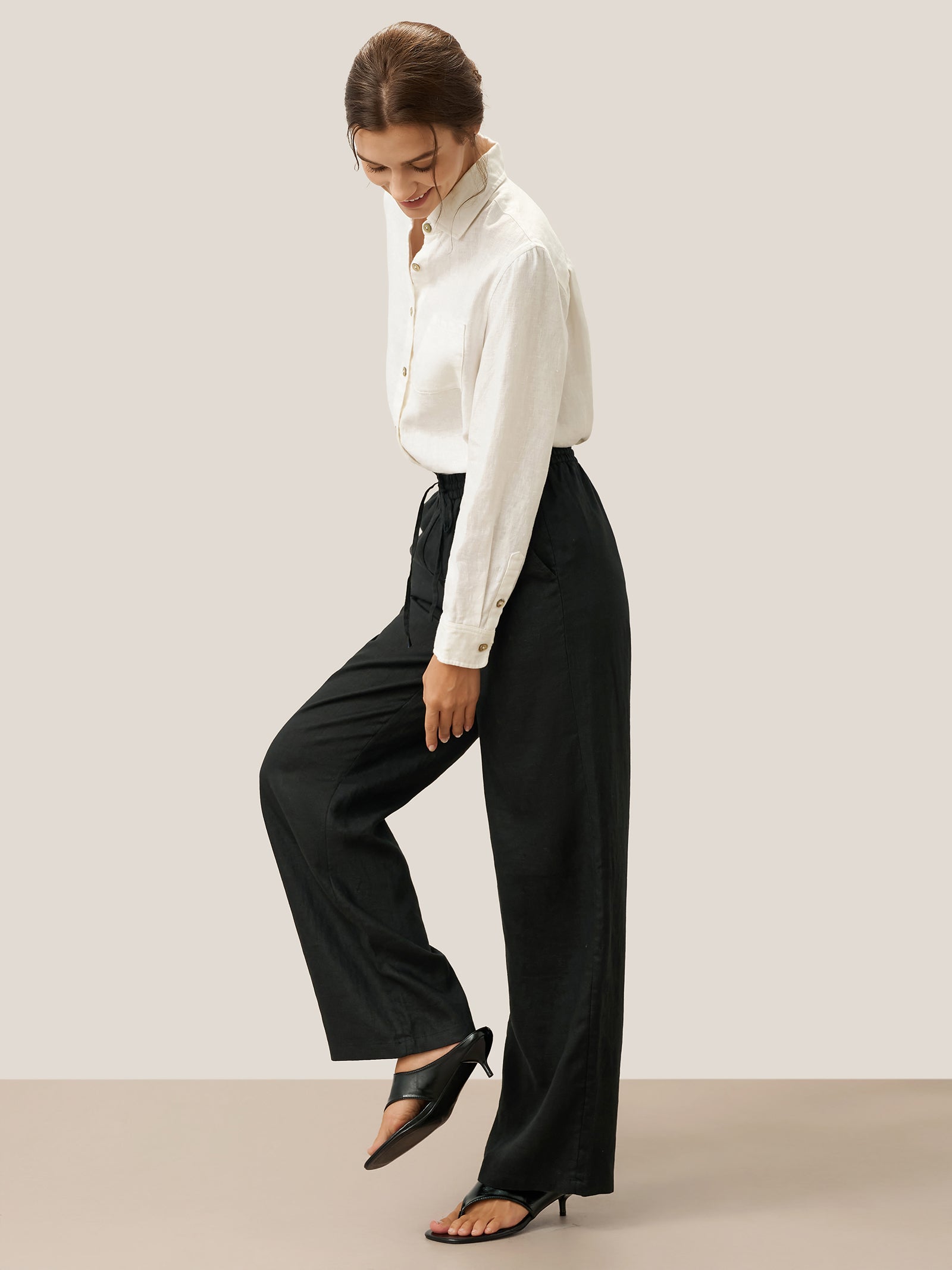 Pantaloni classici in lino al 100% LYON