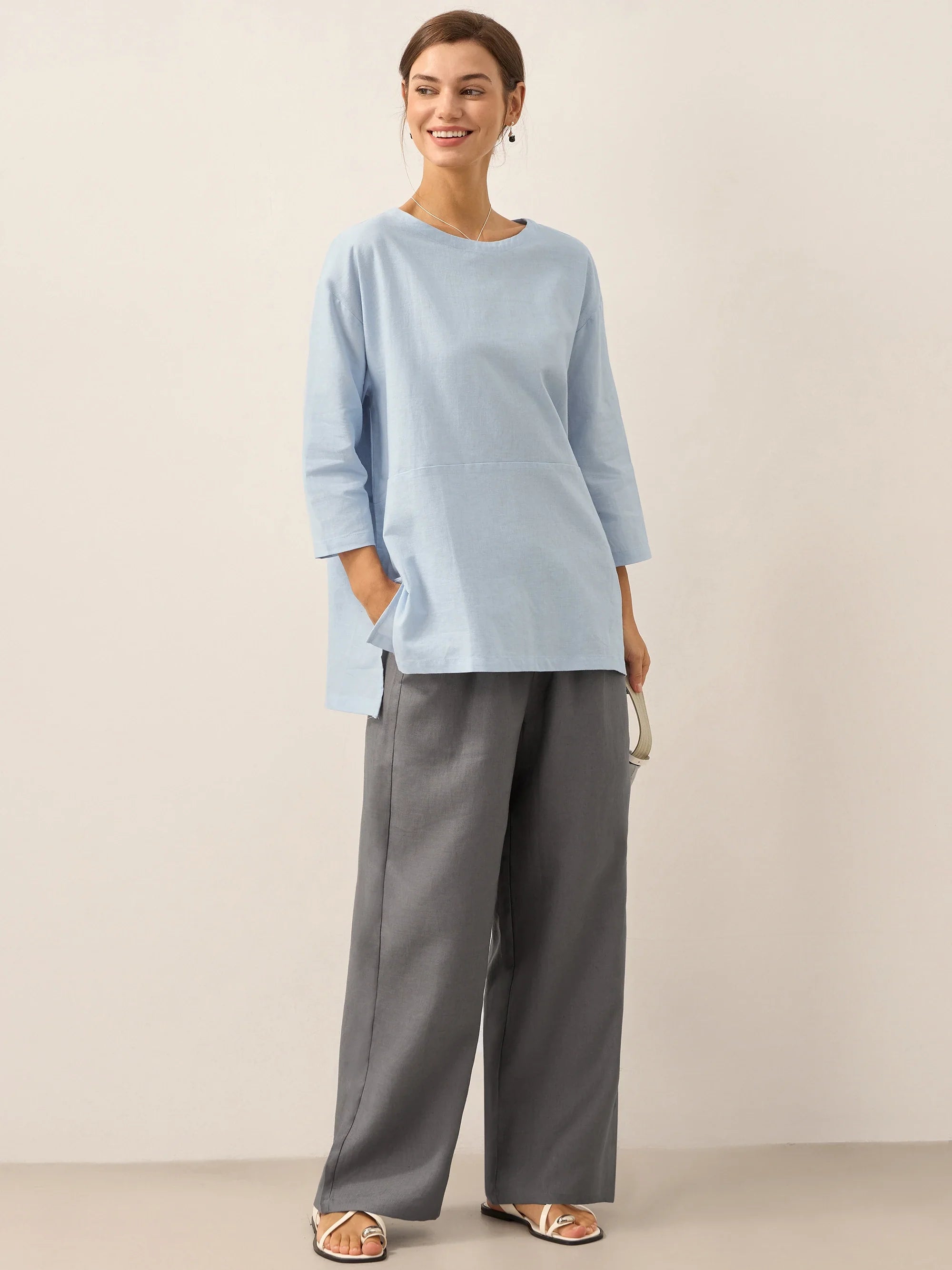 Pantaloni classici in lino al 100% LYON