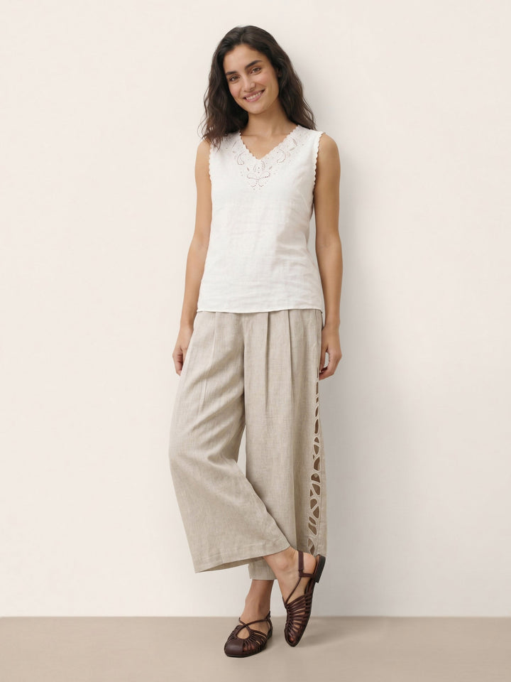 Serena | Canotta in Lino con Motivo Paisley