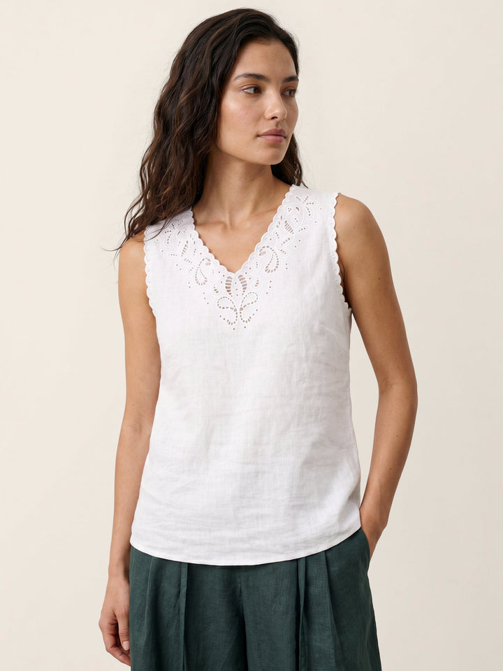 Serena | Canotta in Lino con Motivo Paisley