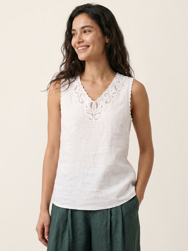 Serena | Canotta in Lino con Motivo Paisley