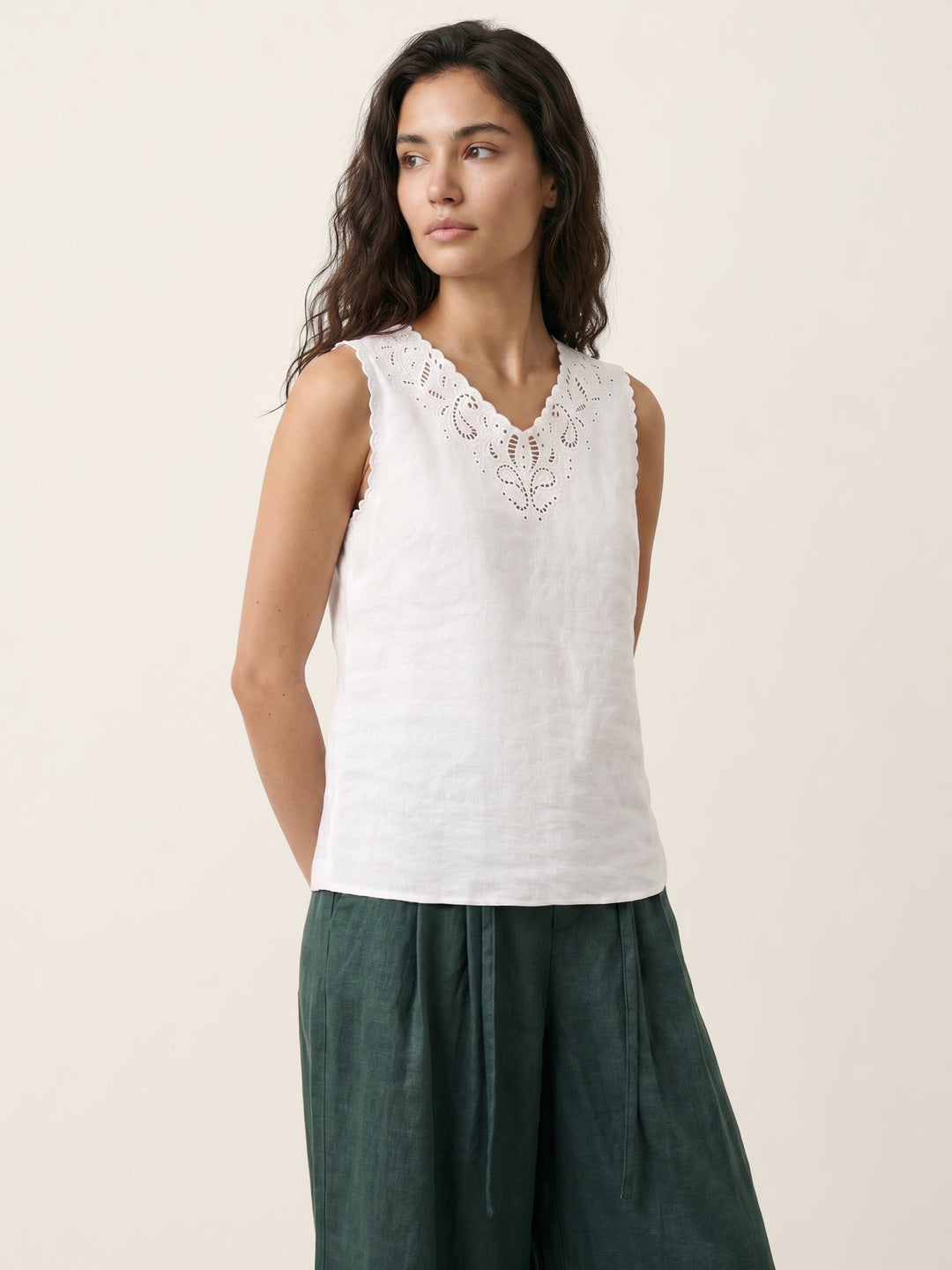 Serena | Canotta in Lino con Motivo Paisley