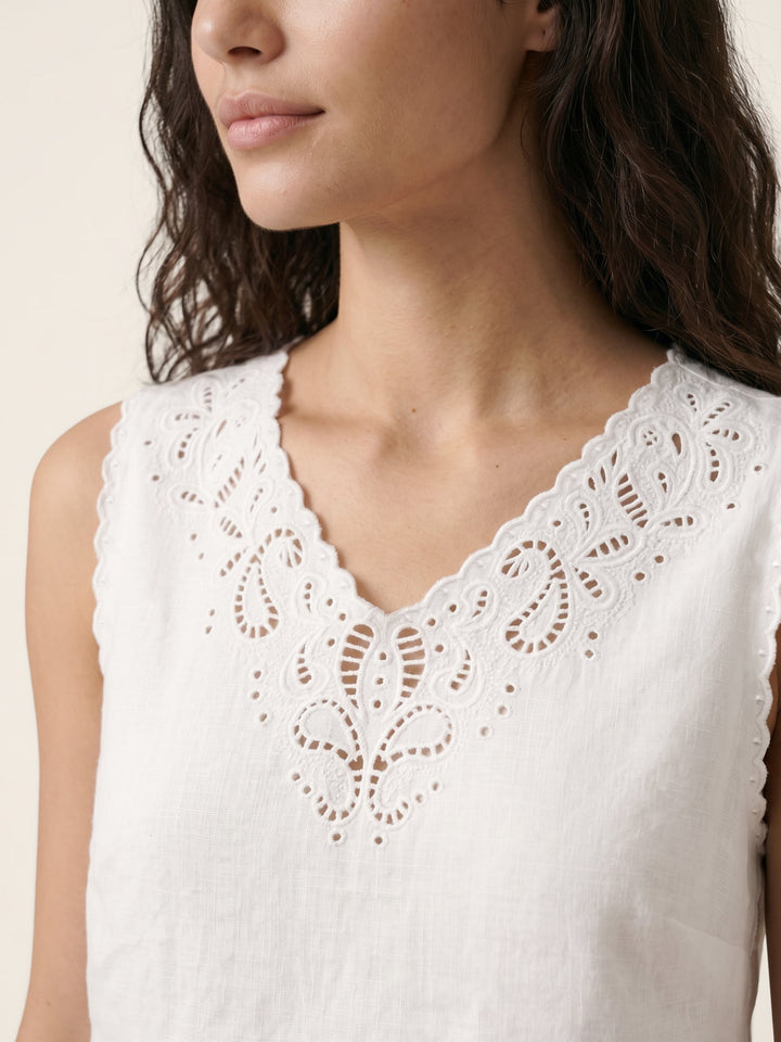 Serena | Canotta in Lino con Motivo Paisley