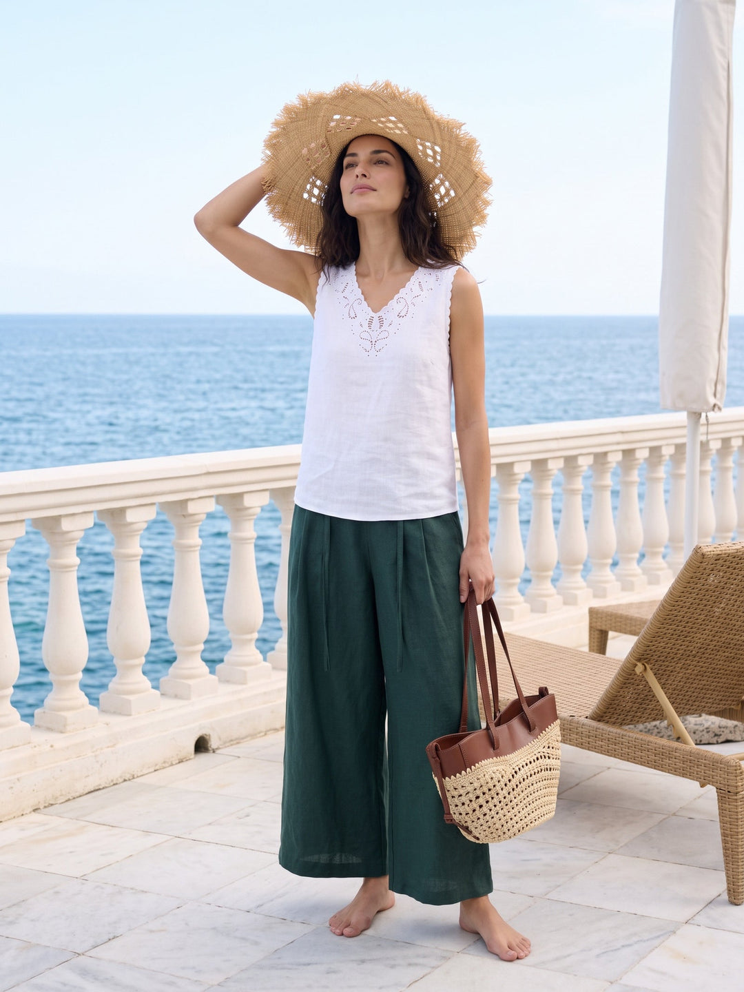 Serena | Canotta in Lino con Motivo Paisley