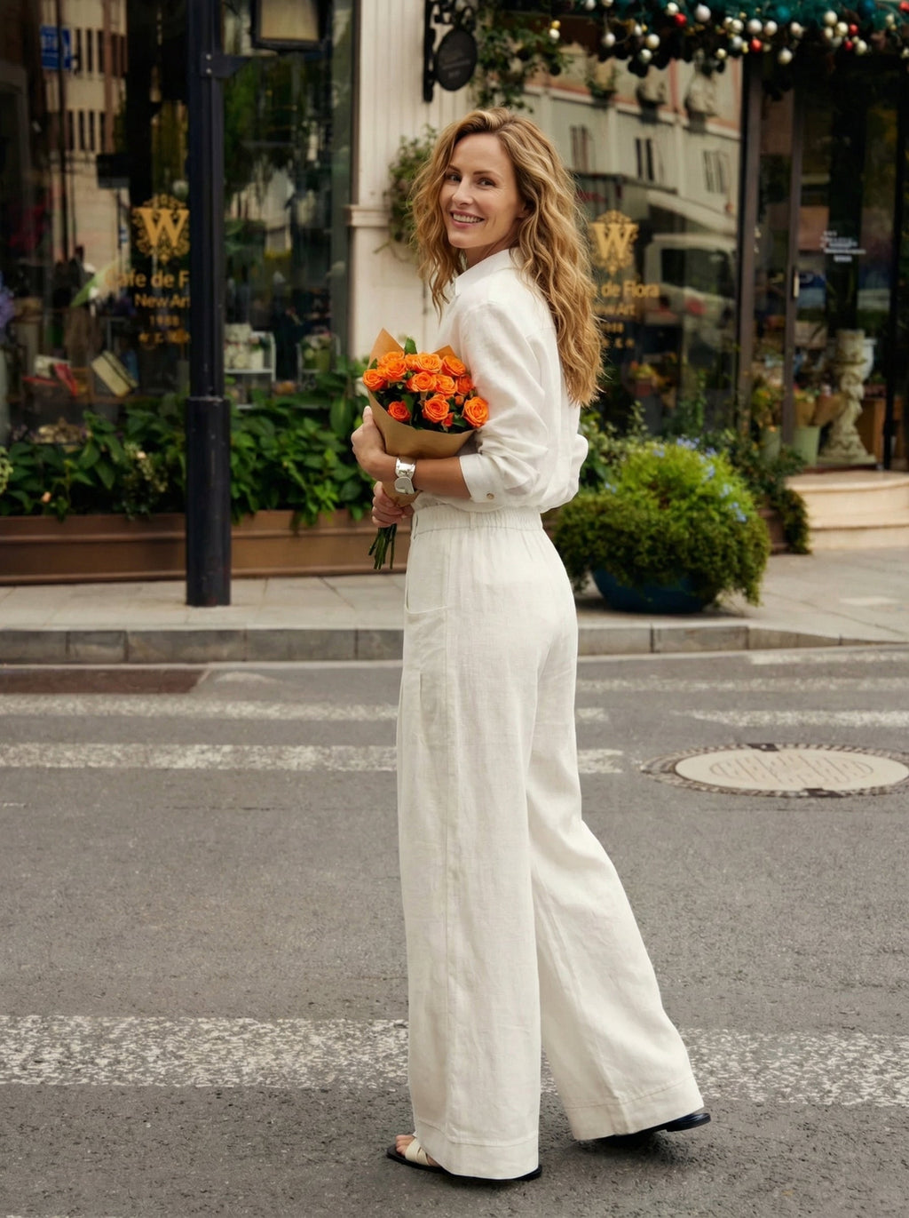 Beatrice | Pantaloni Rilassati in Lino con Pieghe Scolpite