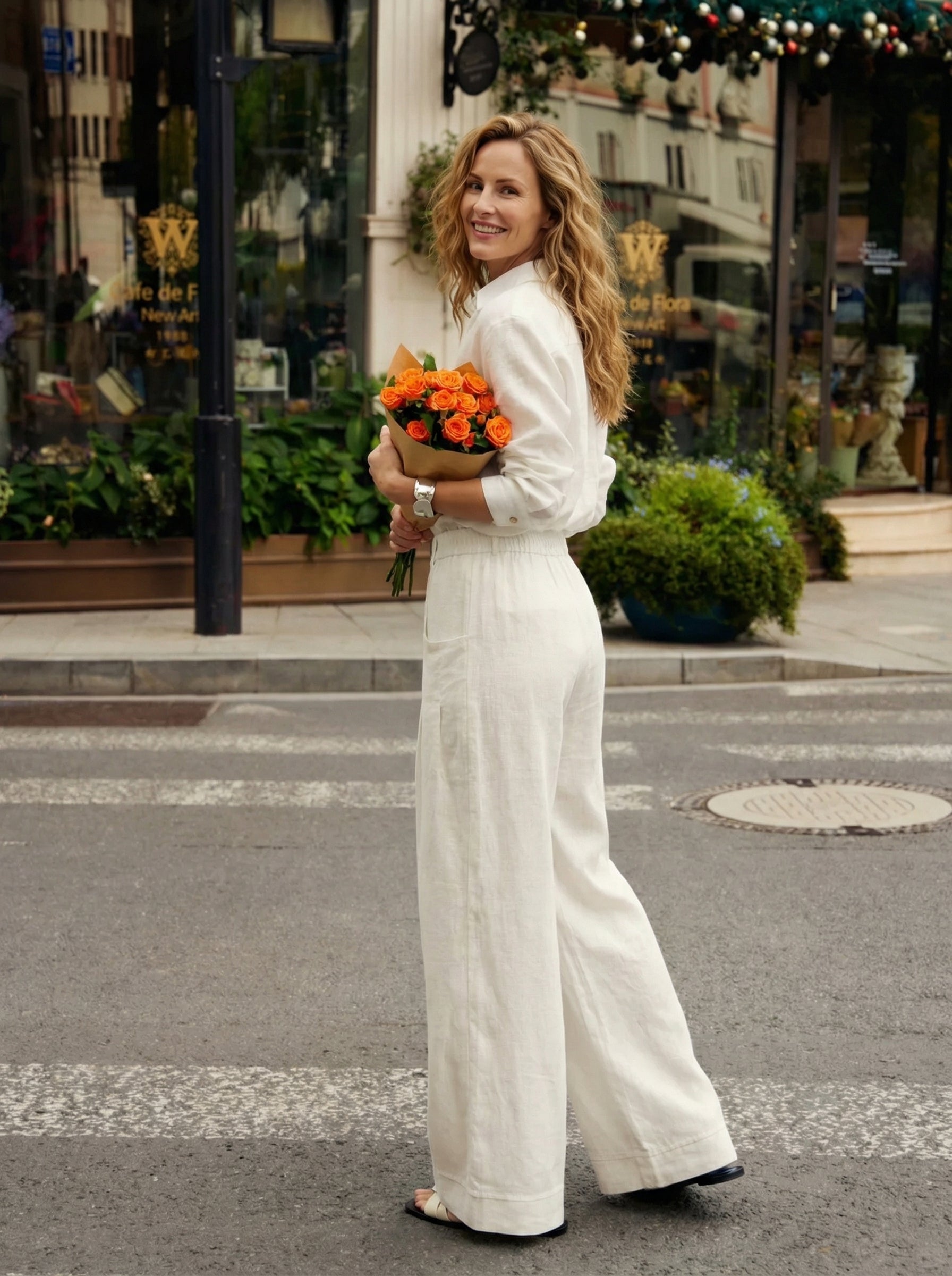 Beatrice | Pantaloni Rilassati in Lino con Pieghe Scolpite