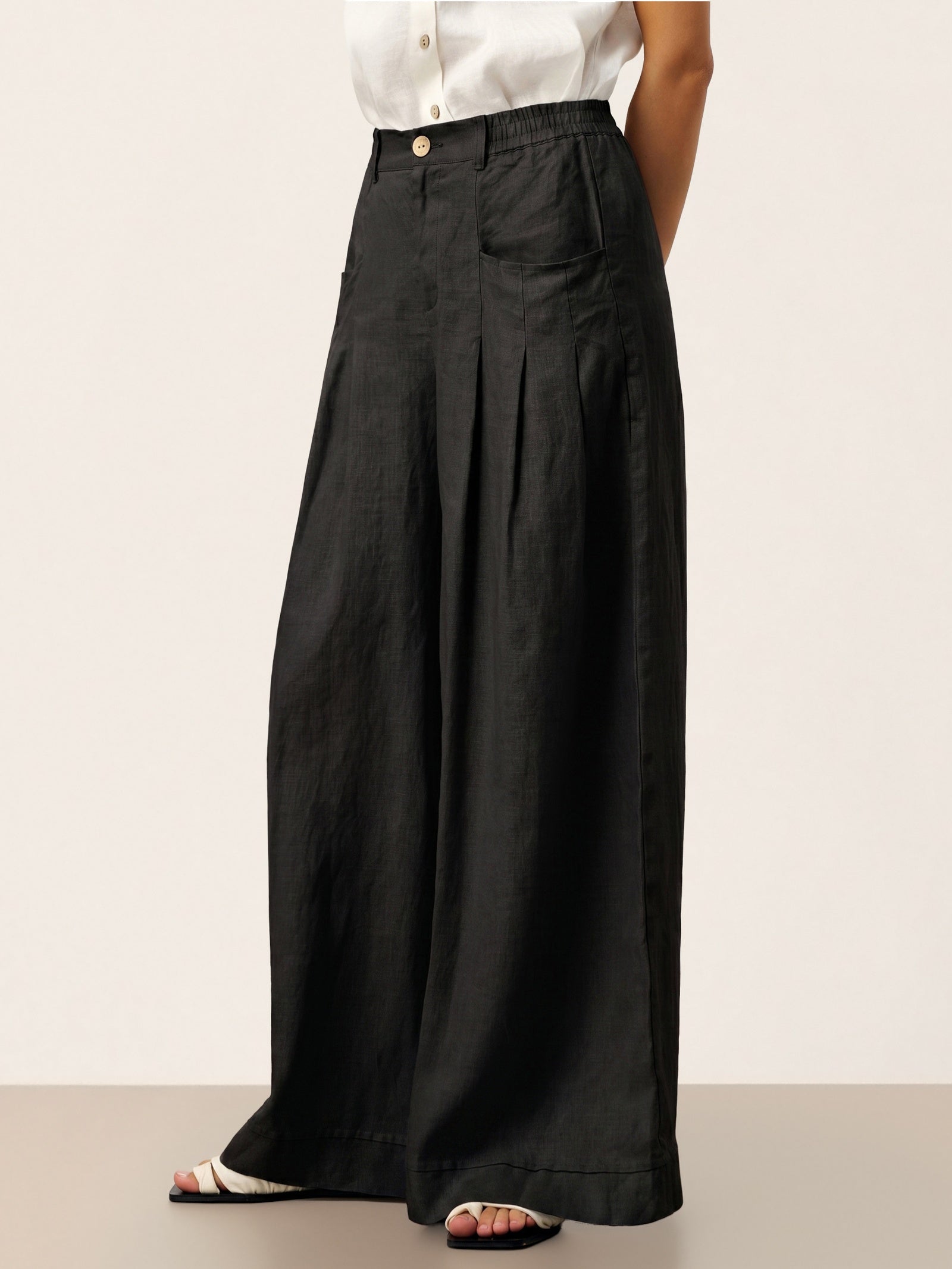 Beatrice | Pantaloni Rilassati in Lino con Pieghe Scolpite