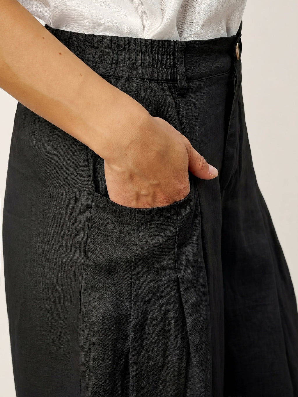 Beatrice | Pantaloni Rilassati in Lino con Pieghe Scolpite