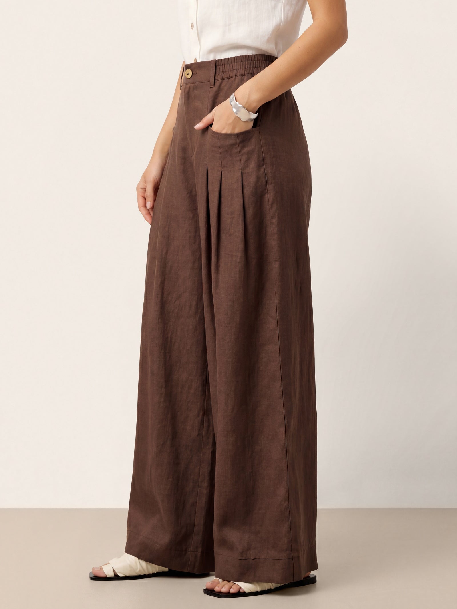 Beatrice | Pantaloni Rilassati in Lino con Pieghe Scolpite