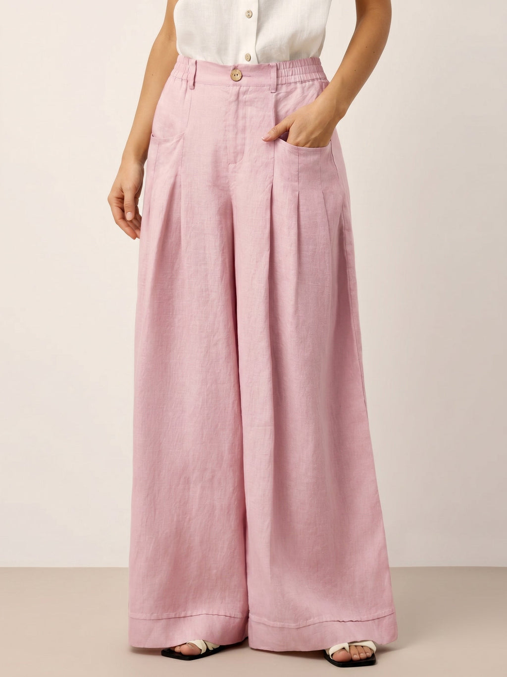 Beatrice | Pantaloni Rilassati in Lino con Pieghe Scolpite