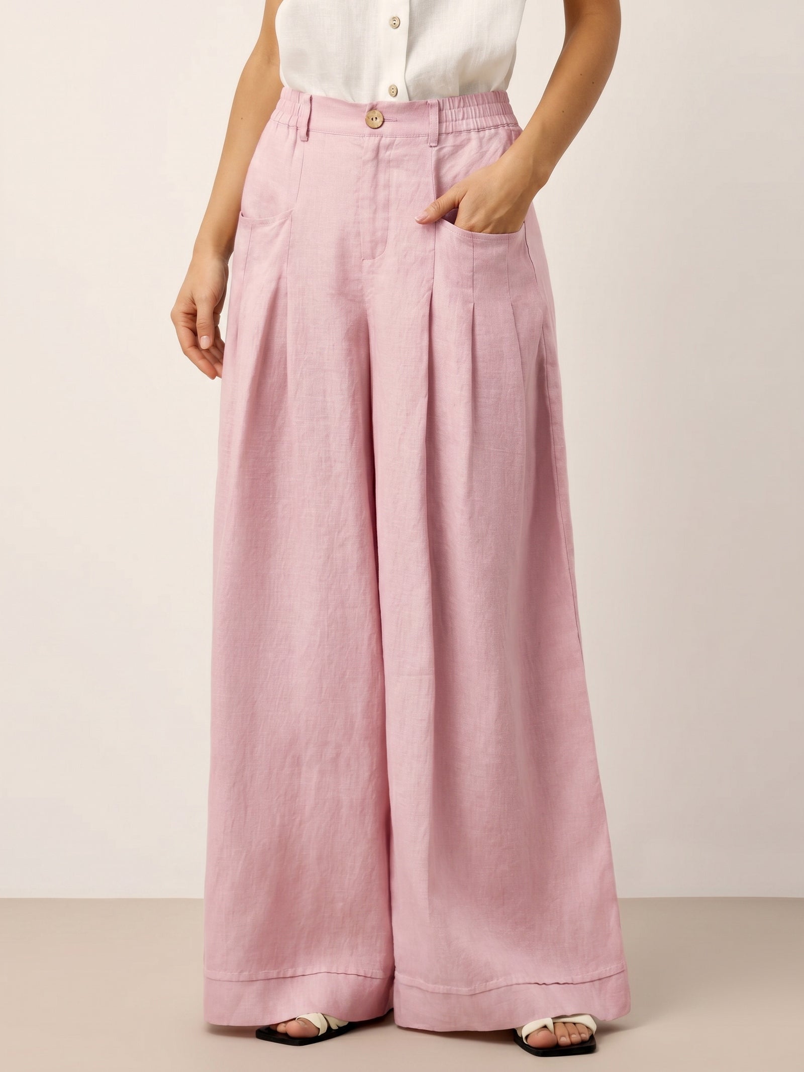 Beatrice | Pantaloni Rilassati in Lino con Pieghe Scolpite
