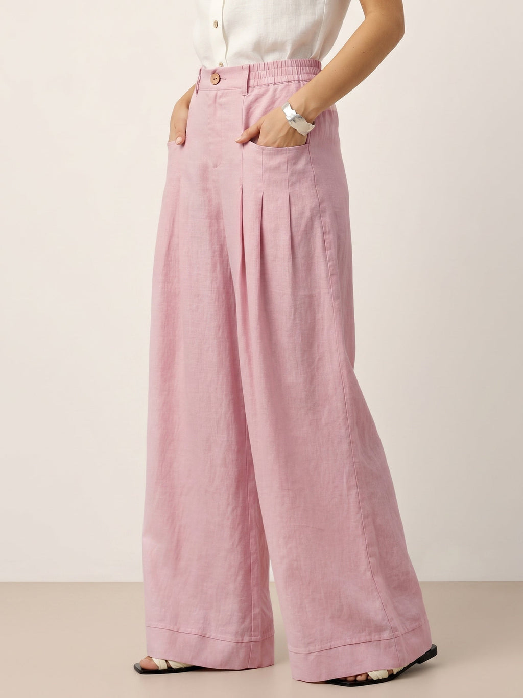 Beatrice | Pantaloni Rilassati in Lino con Pieghe Scolpite
