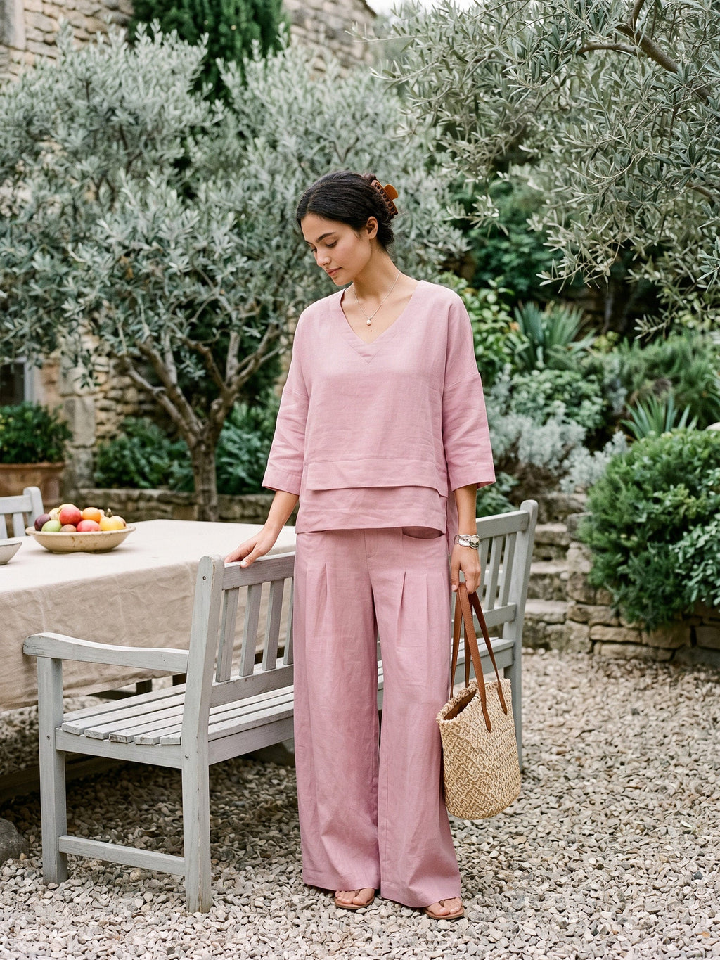 Beatrice | Pantaloni Rilassati in Lino con Pieghe Scolpite