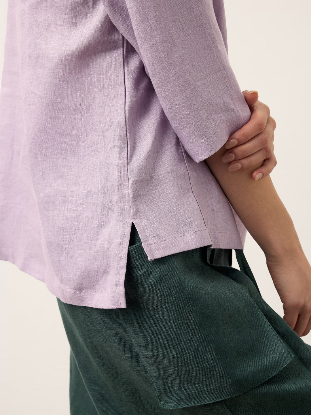 Giada | Top in Lino con Scollo a V e Maniche Corte