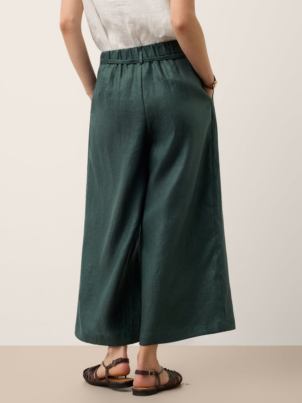 Lucia | Pantaloni in Lino con Laccio Laterale e Gamba Ampia