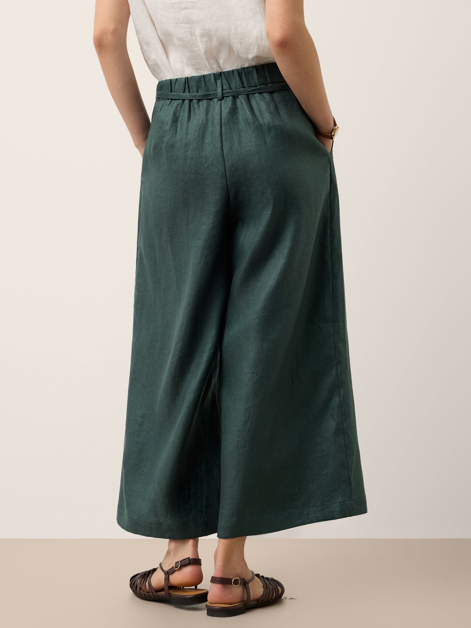 Lucia | Pantaloni in Lino con Laccio Laterale e Gamba Ampia