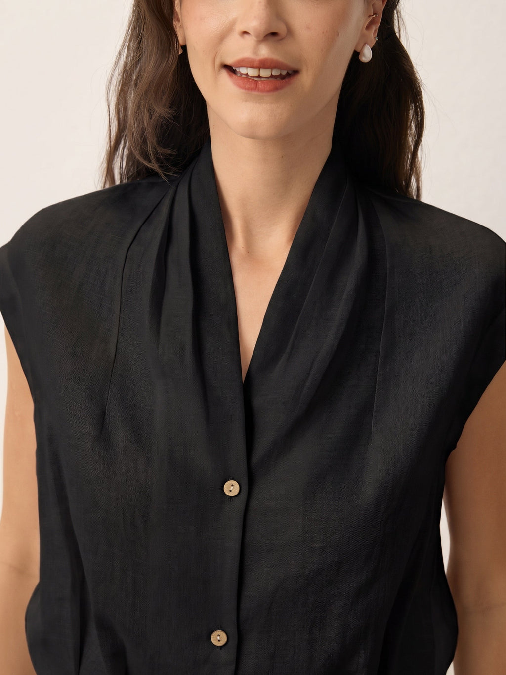 Valeria | Camicia Corta in Lino con Scollo Incrociato