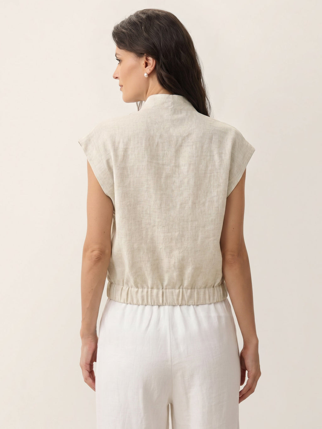 Valeria | Camicia Corta in Lino con Scollo Incrociato