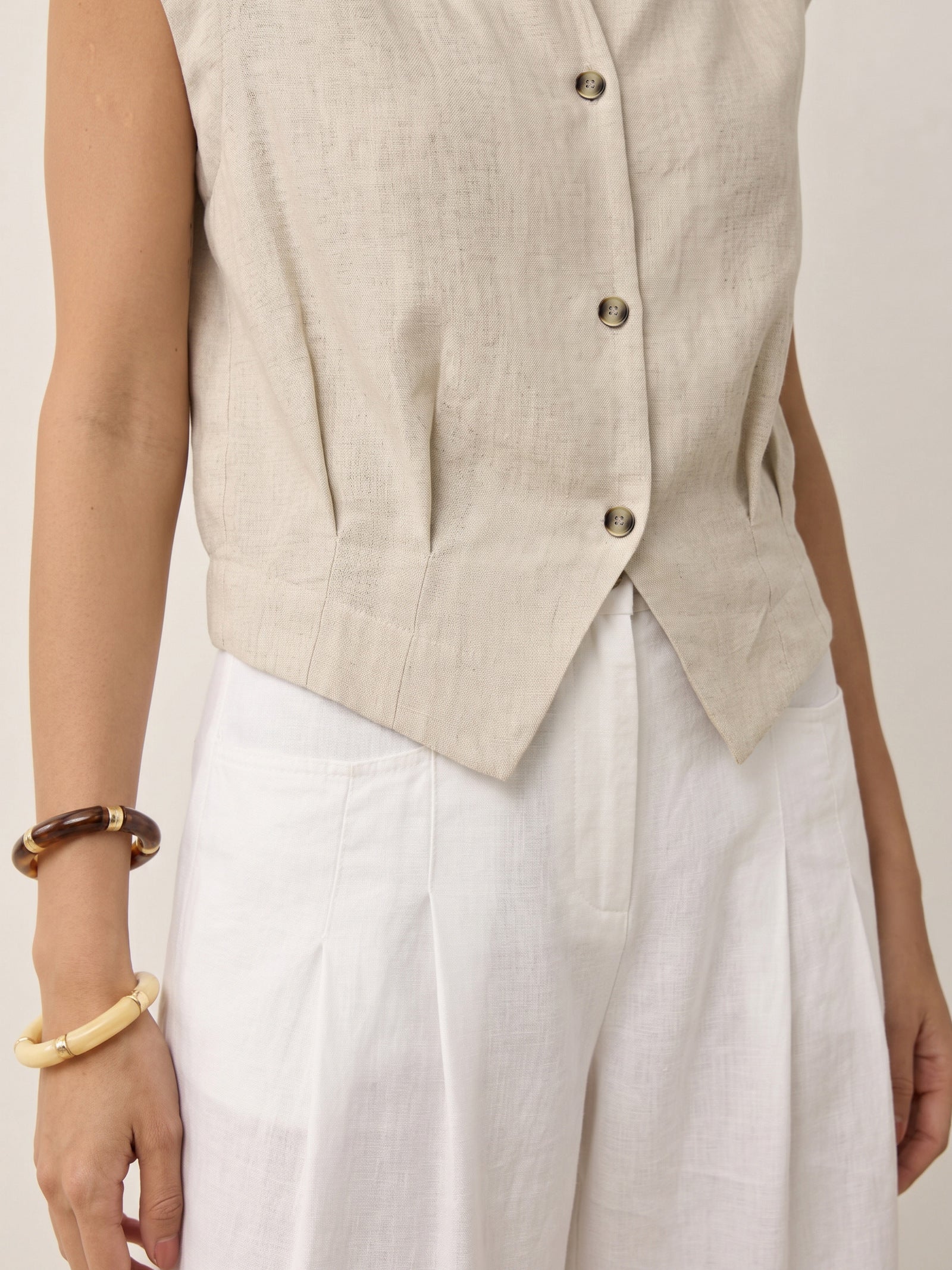 Valeria | Camicia Corta in Lino con Scollo Incrociato