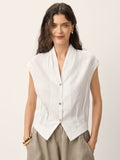 Valeria | Camicia Corta in Lino con Scollo Incrociato