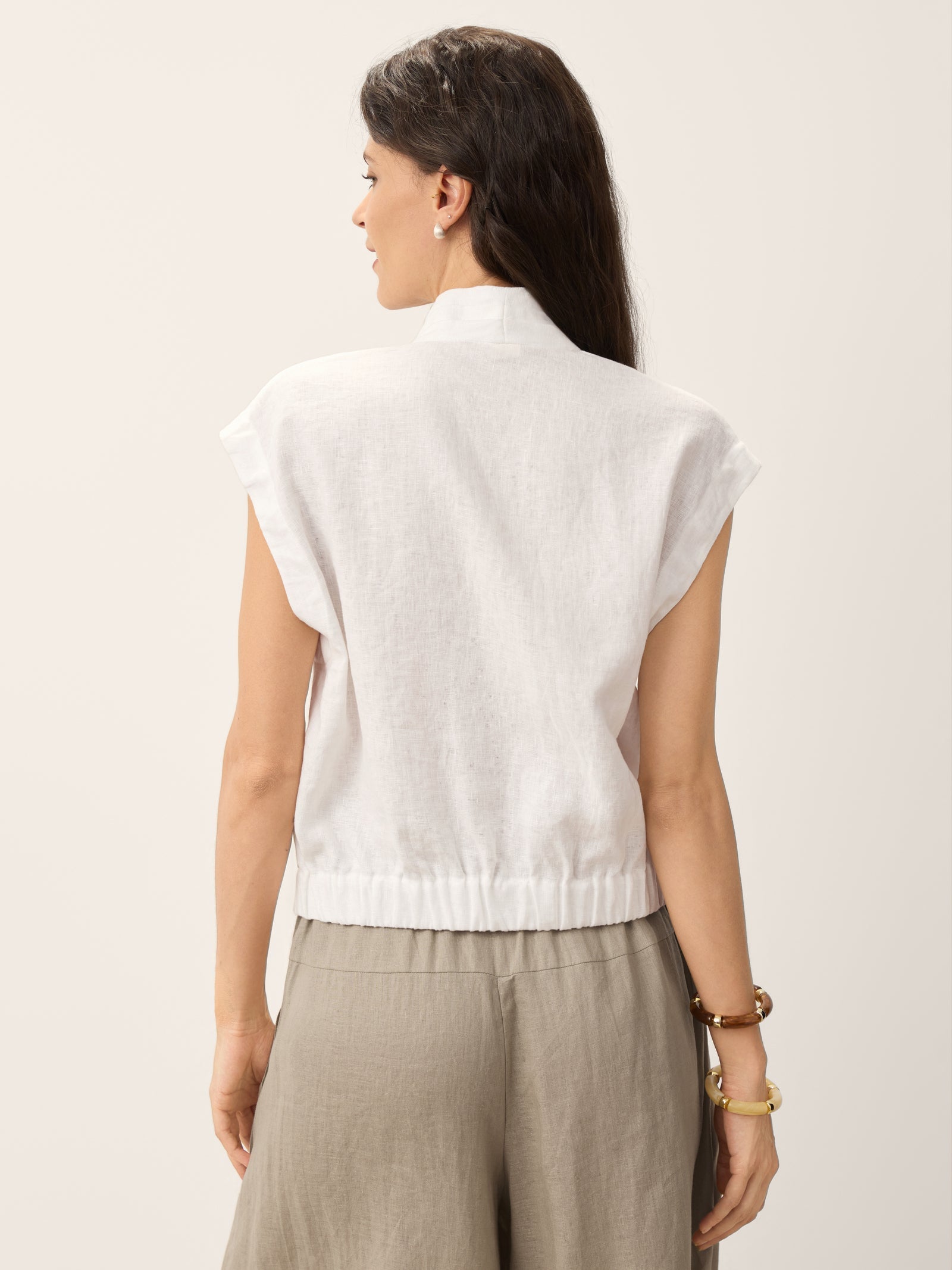 Valeria | Camicia Corta in Lino con Scollo Incrociato