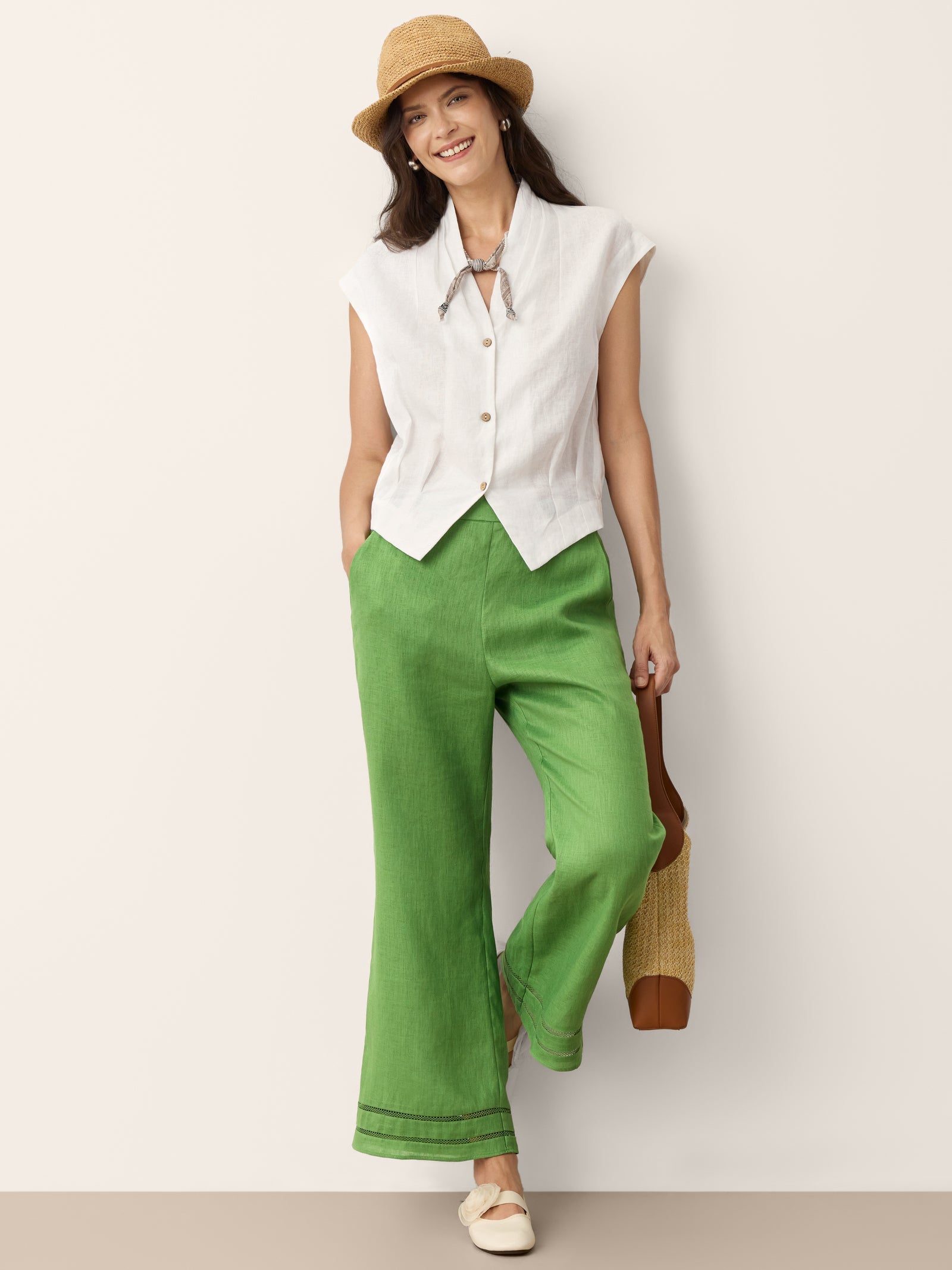 Valeria | Camicia Corta in Lino con Scollo Incrociato