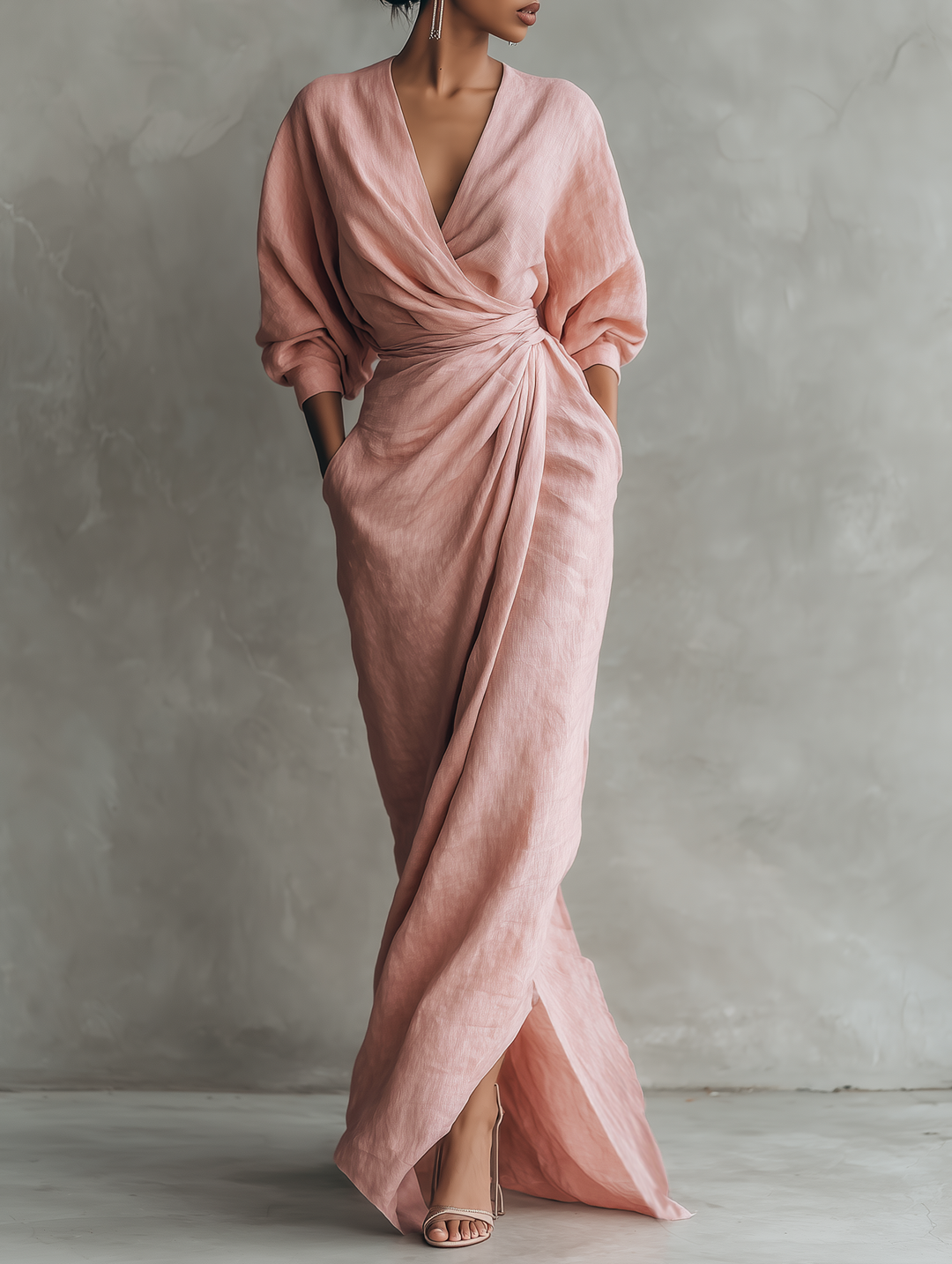 Isabella | Abito Maxi Portafoglio Drappeggiato