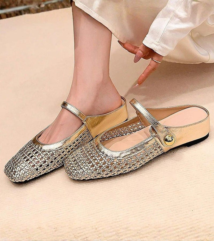 Mary-Jane mules argento