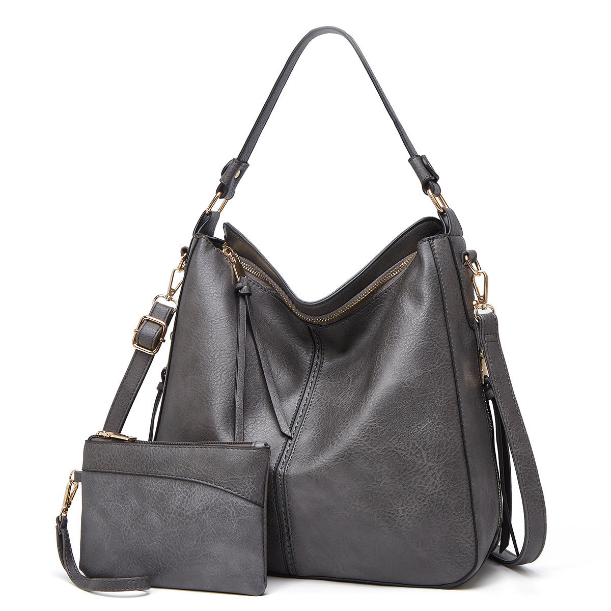Borsa Hobo di Lusso Antifurto in Pelle + Pochette in Omaggio