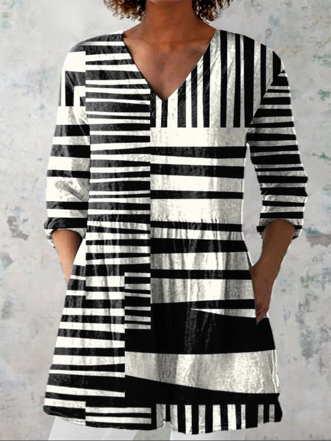 Aurora | Blusa Lunga a Righe Grafiche