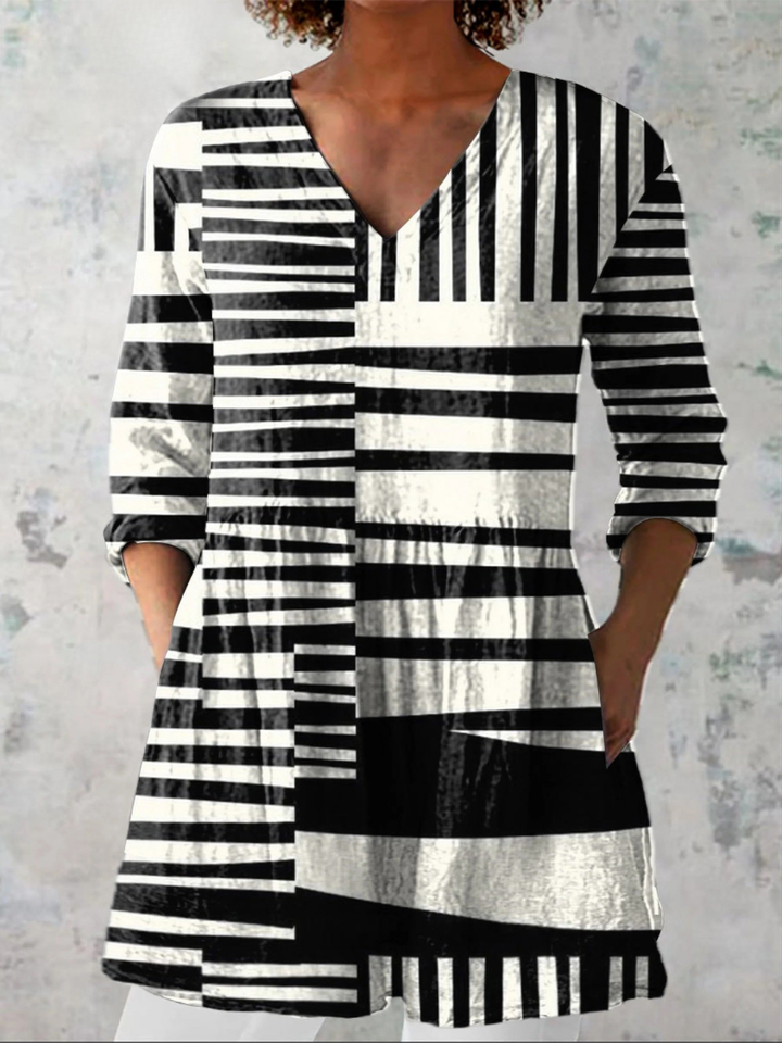 Aurora | Blusa Lunga a Righe Grafiche