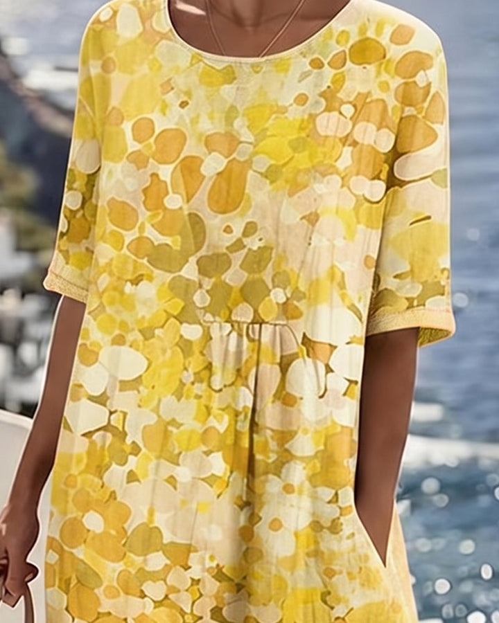 Cecilia | Abito Midi Fluido a Fiori con Tasche