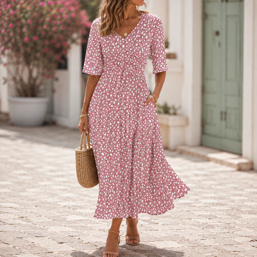 Margherita | Abito Midi Svasato a Pois