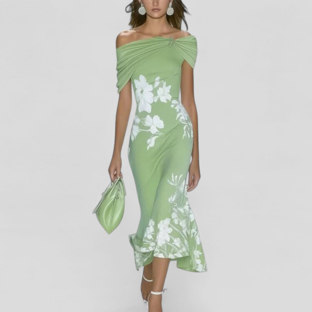 Stella | Abito Midi Floreale Spalle Scoperte