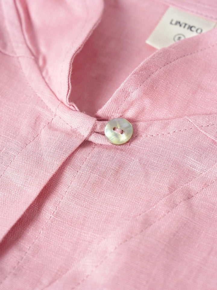 Giada | Top in Lino con Scollo a V e Maniche Corte