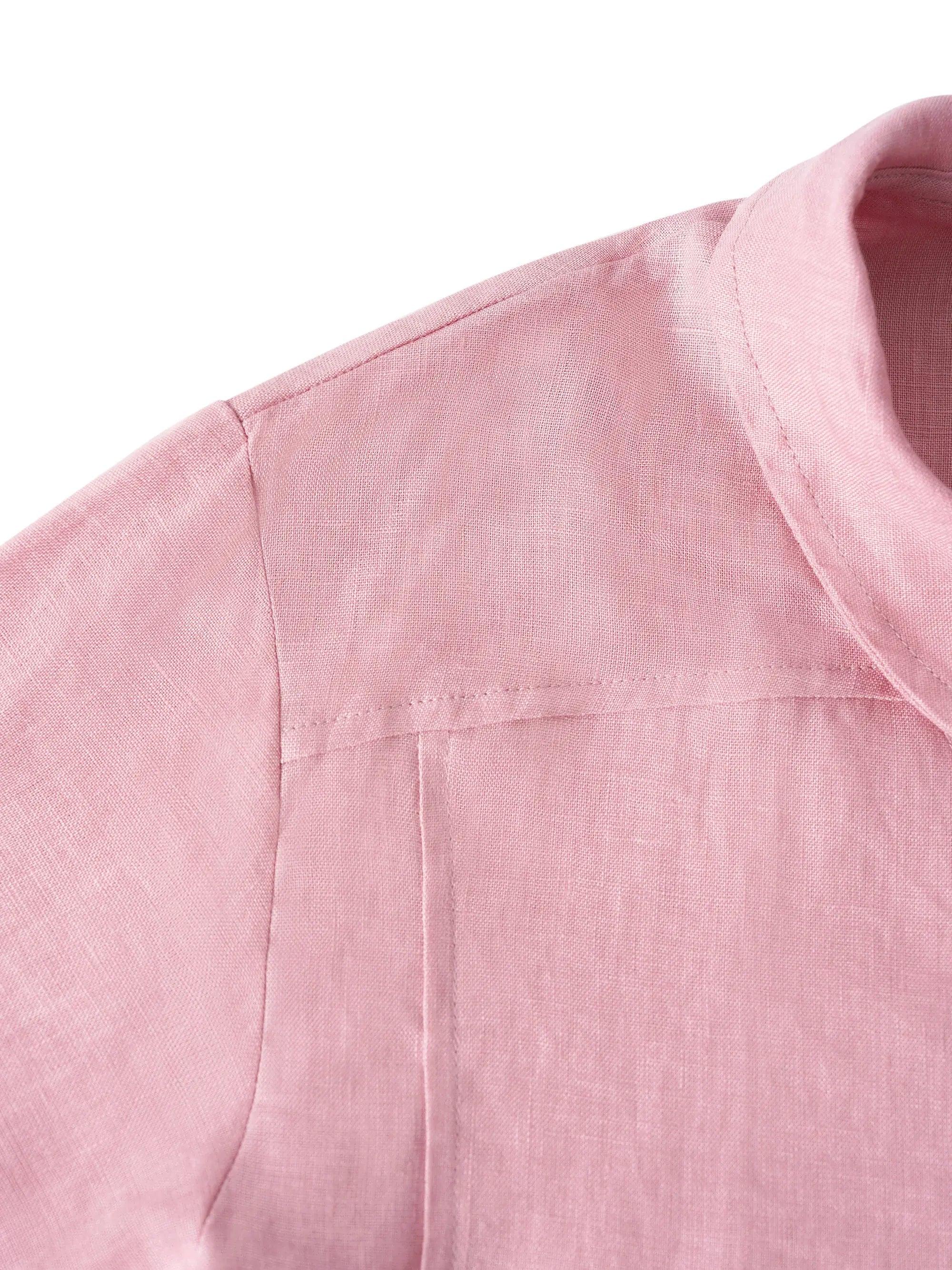 Giada | Top in Lino con Scollo a V e Maniche Corte