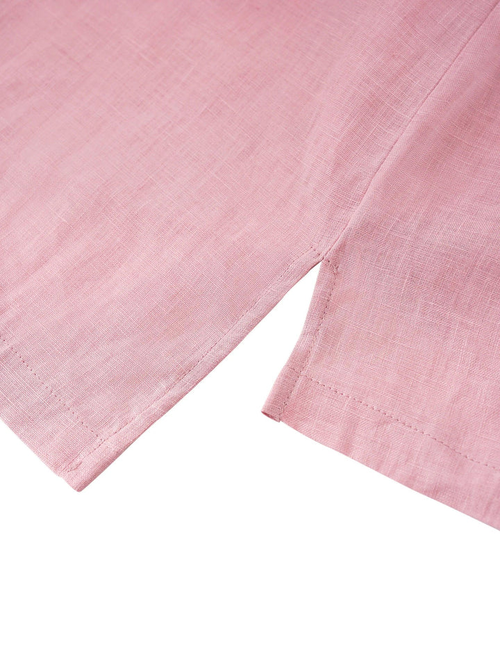 Giada | Top in Lino con Scollo a V e Maniche Corte