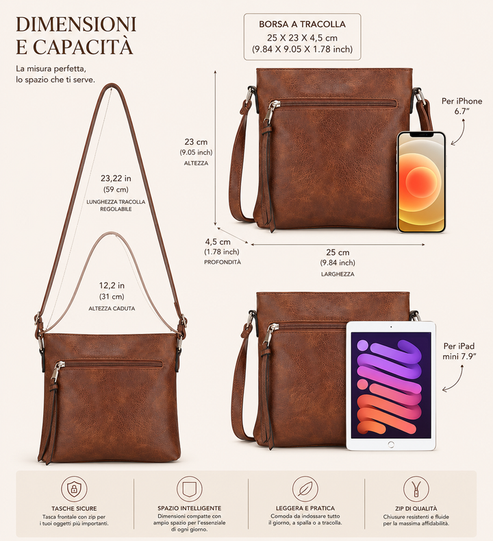 Set Hobo in Vera Pelle – 3 Pezzi