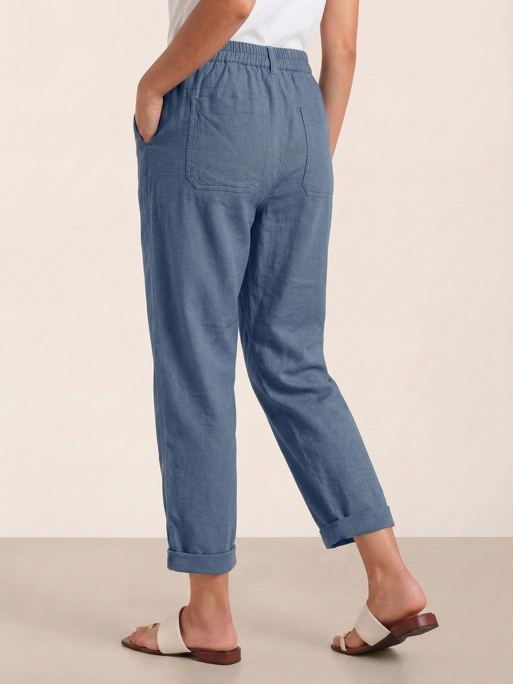 Alessia | Pantaloni in Lino con Chiusura a Bottone