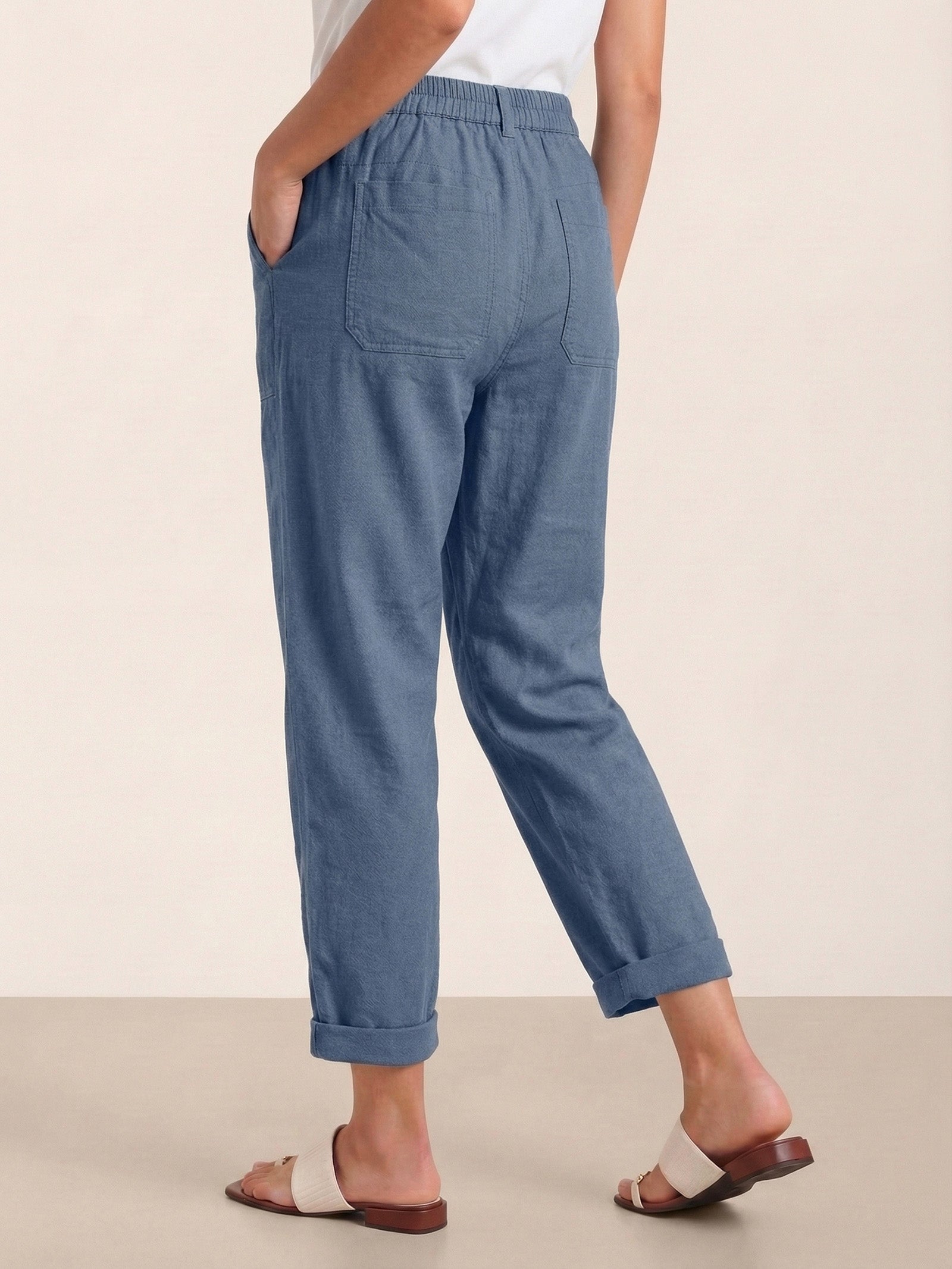 Elena | Pantaloni in Lino con Chiusura a Bottone