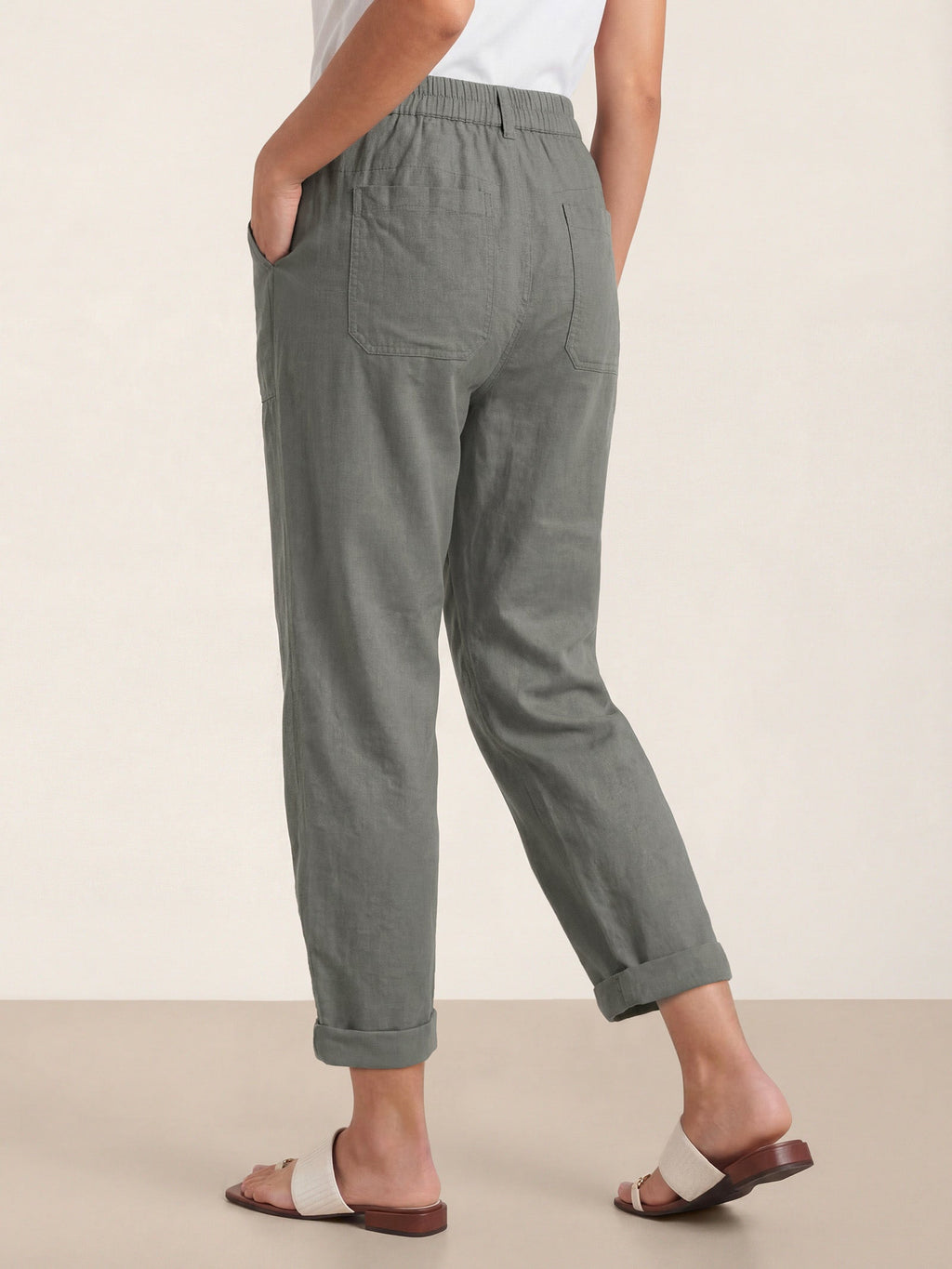 Alessia | Pantaloni in Lino con Chiusura a Bottone