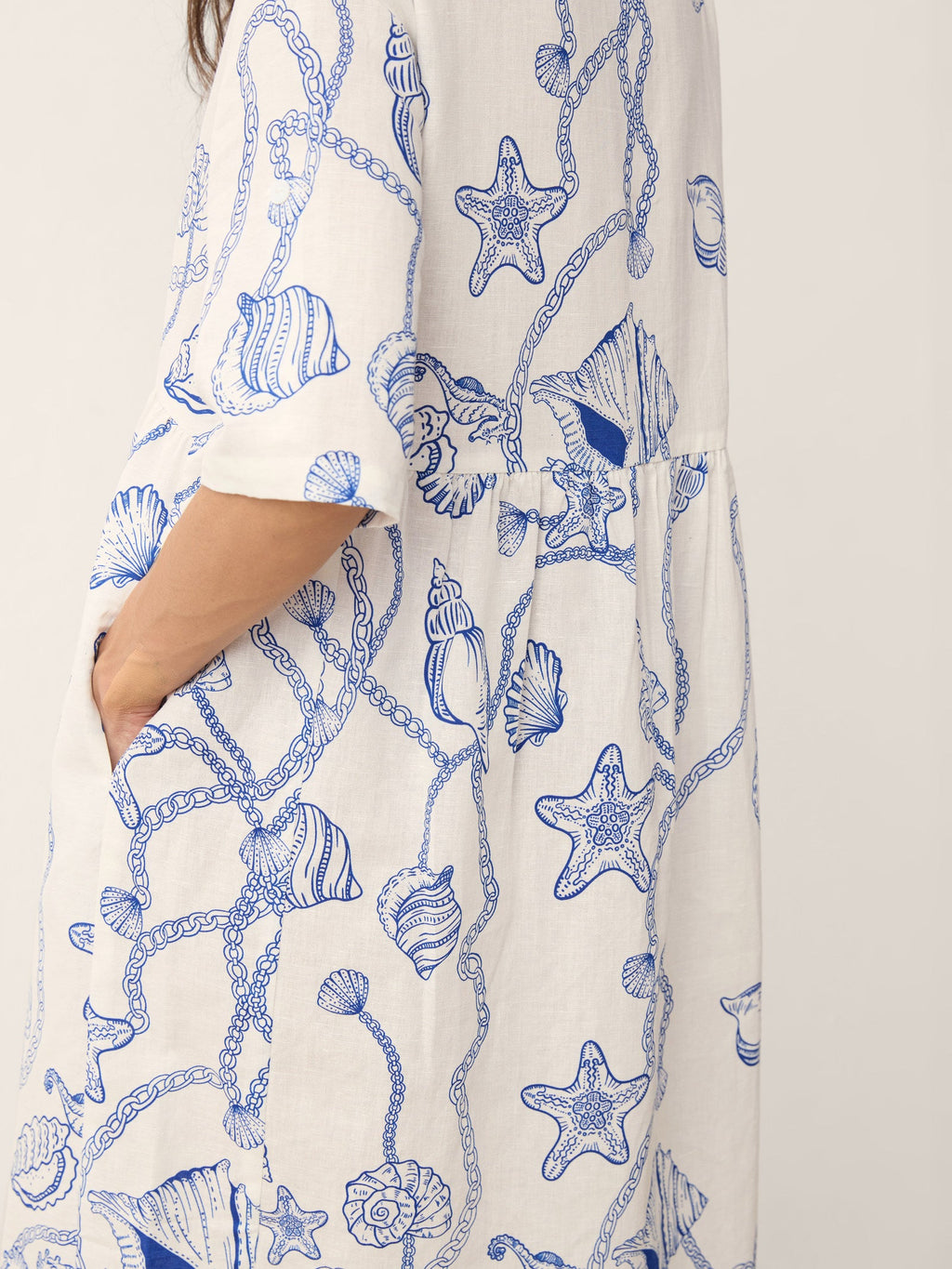 Delphina | Abito Midi Babydoll in Lino Floreale