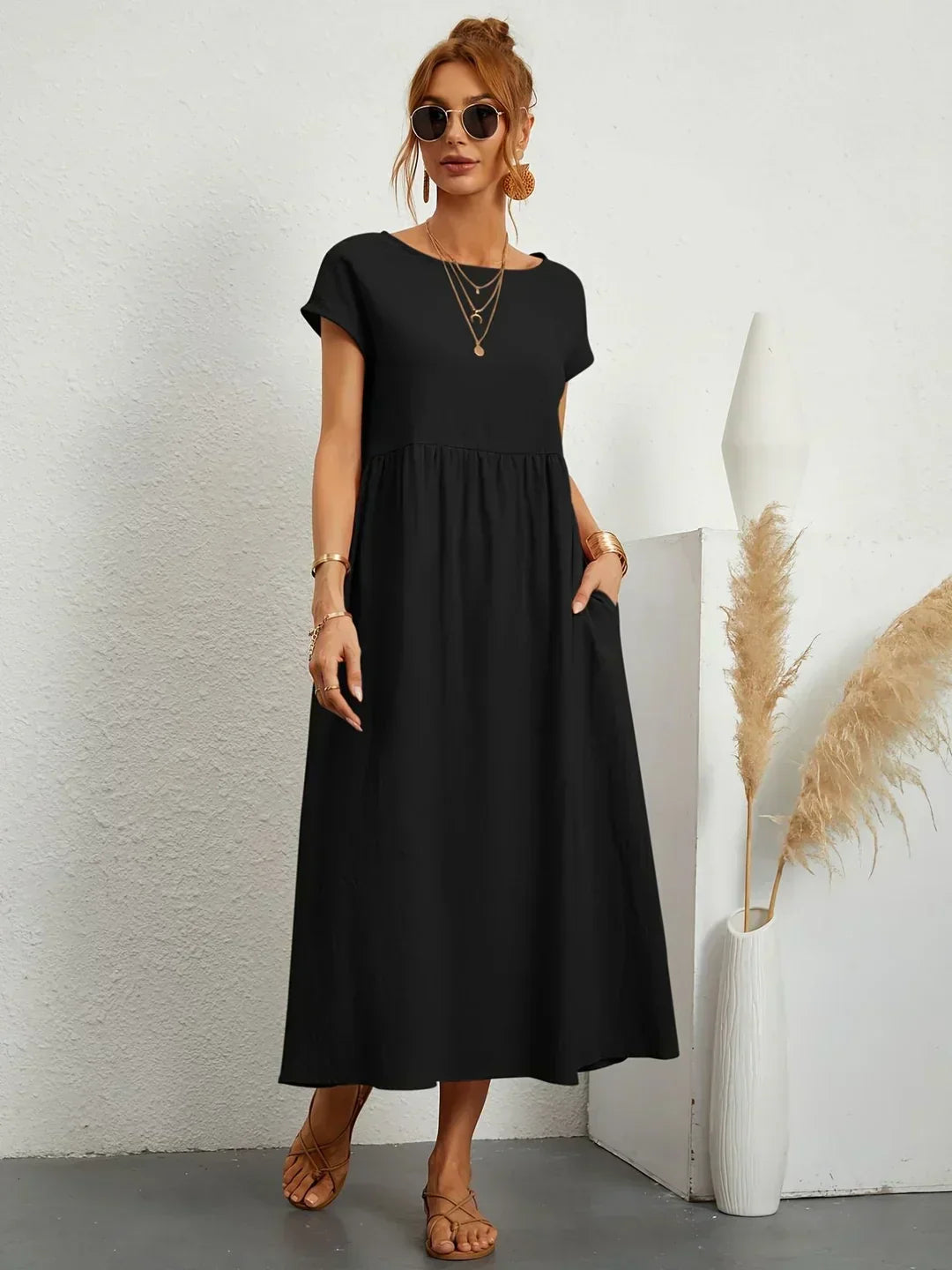 Livia | Abito Maxi Svasato con Tasche